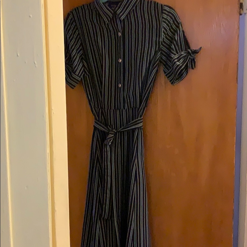 blue striped dress